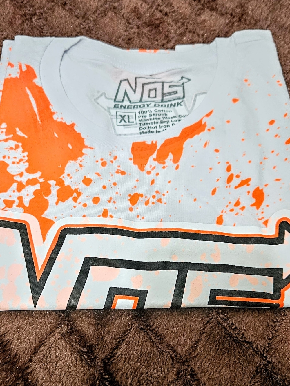 Y-2K Nos-Energy Drink T-Shirt • Orange/White • Men's Size : XL . Racing
